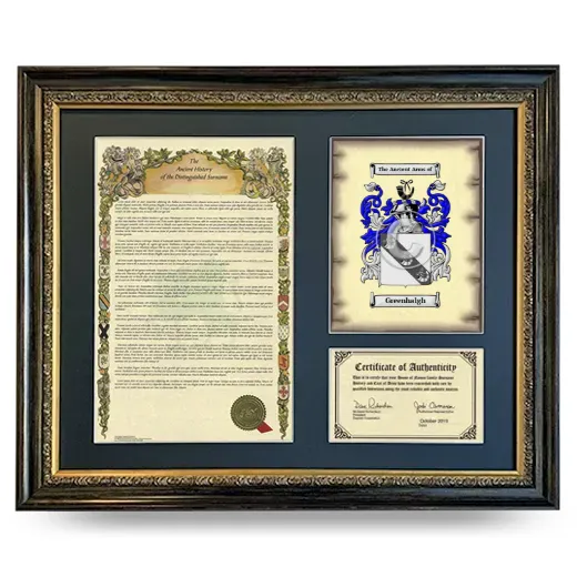 Greenhalgh Framed Surname History and Coat of Arms- Heirloom