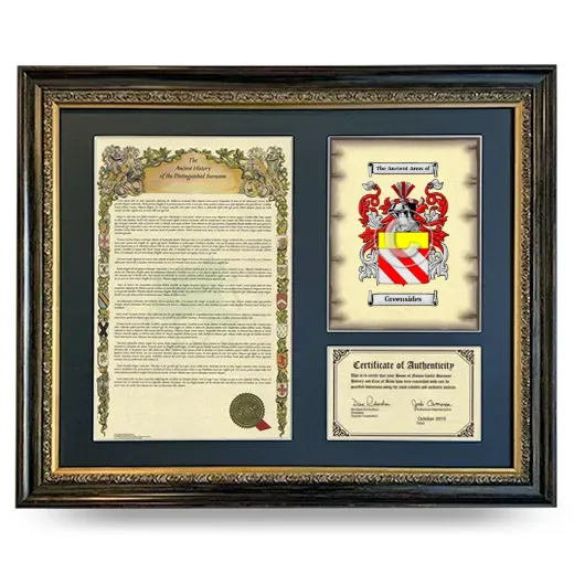 Greensides Framed Surname History and Coat of Arms- Heirloom