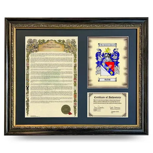Hafele Framed Surname History and Coat of Arms- Heirloom