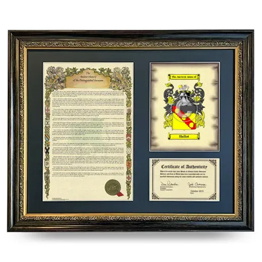 Hallot Framed Surname History and Coat of Arms- Heirloom