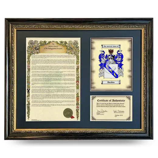 Harden Framed Surname History and Coat of Arms- Heirloom