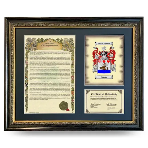 Hearde Framed Surname History and Coat of Arms- Heirloom