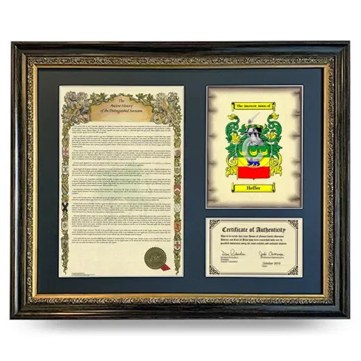 Heffer Framed Surname History and Coat of Arms- Heirloom