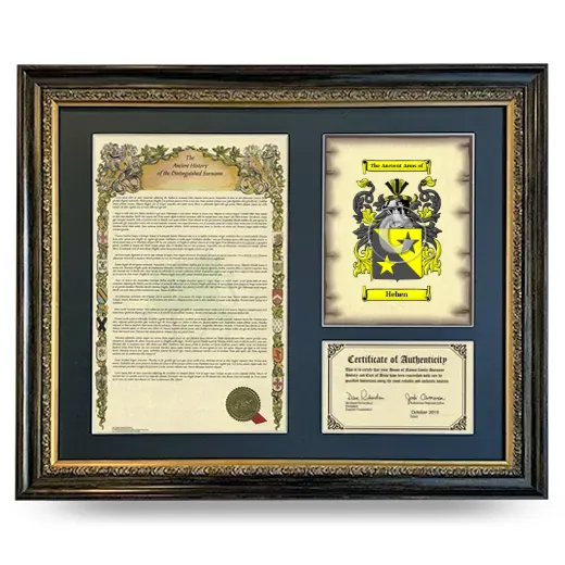 Hehen Framed Surname History and Coat of Arms- Heirloom