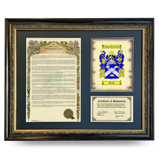 Herris Framed Surname History and Coat of Arms- Heirloom