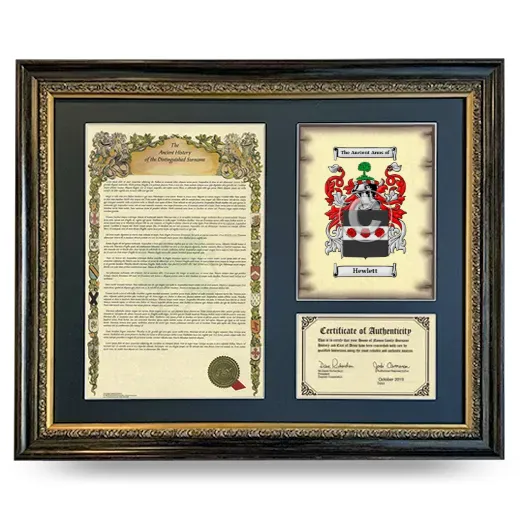 Hewlett Framed Surname History and Coat of Arms- Heirloom