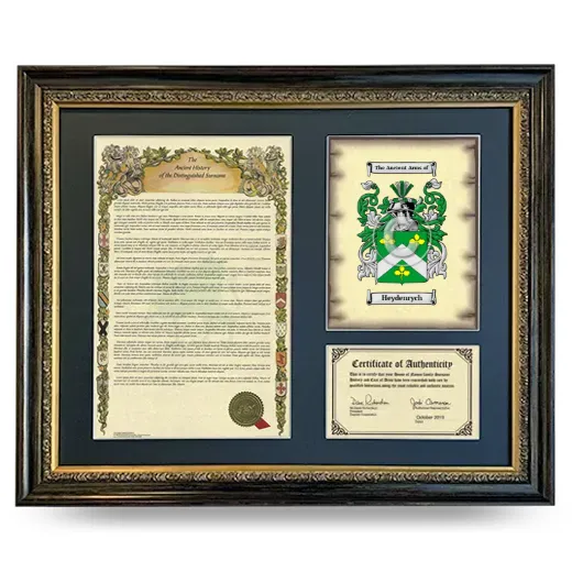Heydenrych Framed Surname History and Coat of Arms- Heirloom