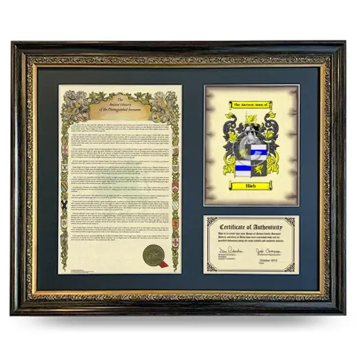 Hieb Framed Surname History and Coat of Arms- Heirloom