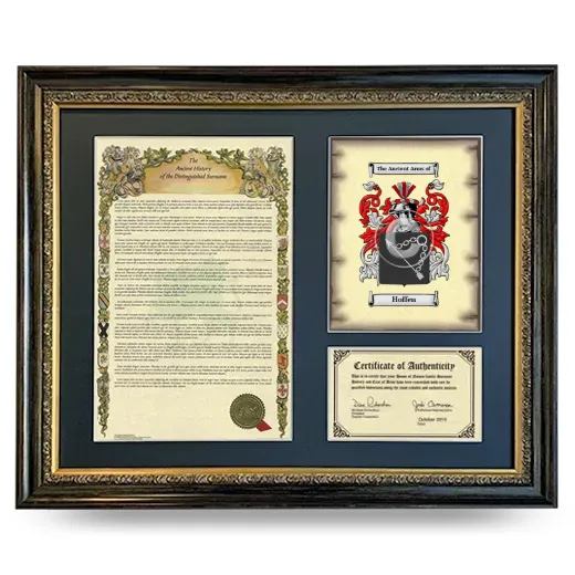 Hoffen Framed Surname History and Coat of Arms- Heirloom