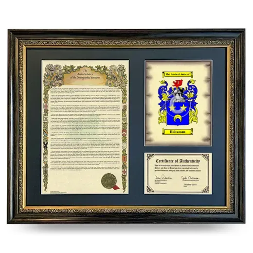 Holtzman Framed Surname History and Coat of Arms- Heirloom