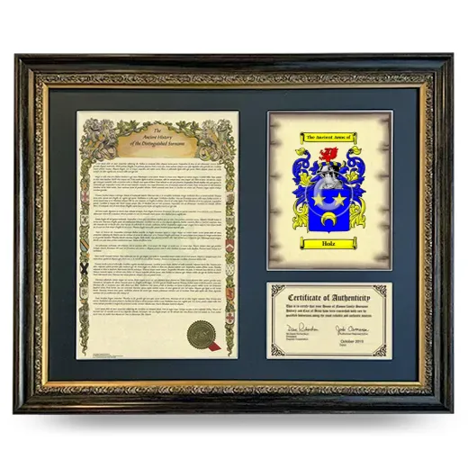 Holz Framed Surname History and Coat of Arms- Heirloom
