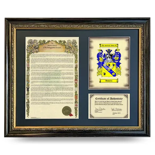 Honess Framed Surname History and Coat of Arms- Heirloom