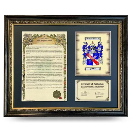 Igulden Framed Surname History and Coat of Arms- Heirloom