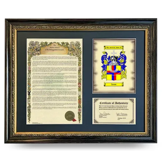 Irons Framed Surname History and Coat of Arms- Heirloom
