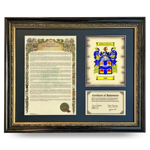 Izel Framed Surname History and Coat of Arms- Heirloom