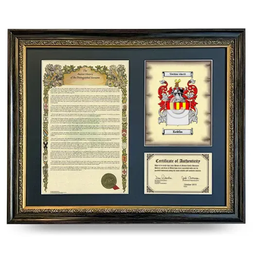 Keiths Framed Surname History and Coat of Arms- Heirloom