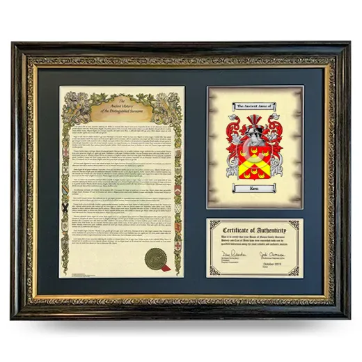Ken Framed Surname History and Coat of Arms- Heirloom