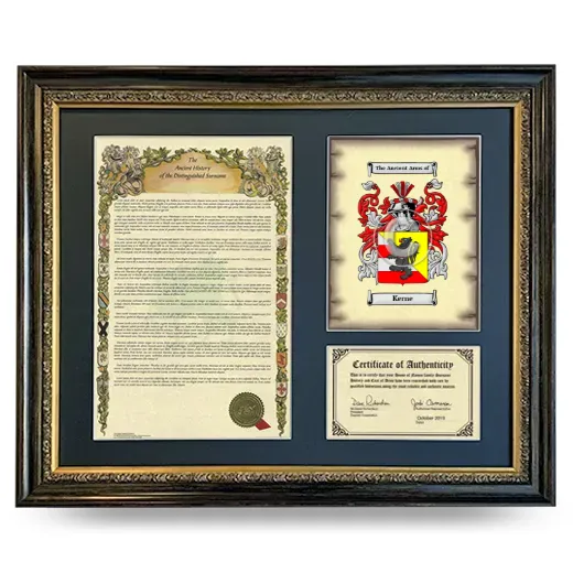 Kerne Framed Surname History and Coat of Arms- Heirloom