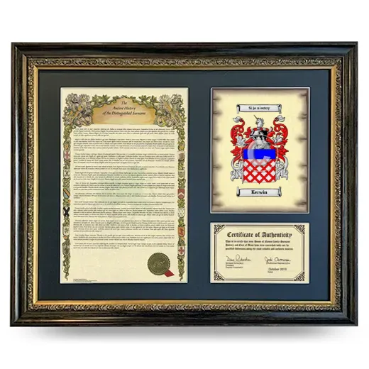 Kerwin Framed Surname History and Coat of Arms- Heirloom