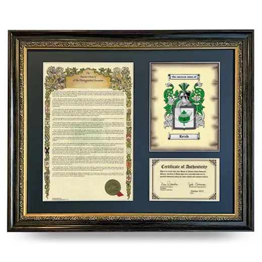 Ketsh Framed Surname History and Coat of Arms- Heirloom