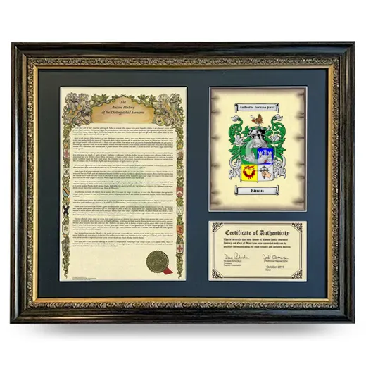 Kinan Framed Surname History and Coat of Arms- Heirloom