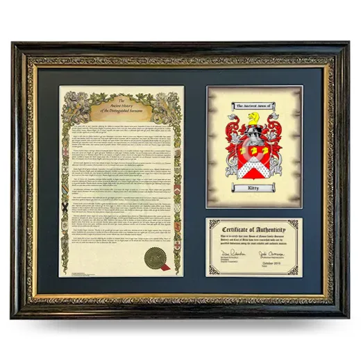 Kitty Framed Surname History and Coat of Arms- Heirloom