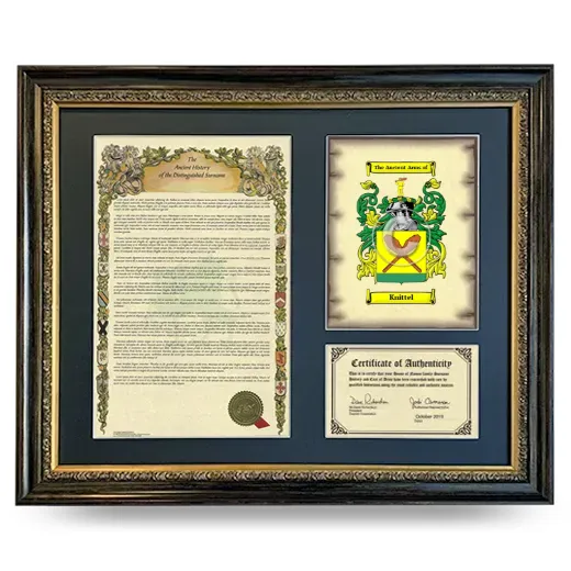 Knittel Framed Surname History and Coat of Arms- Heirloom