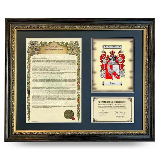 Kunet Framed Surname History and Coat of Arms- Heirloom