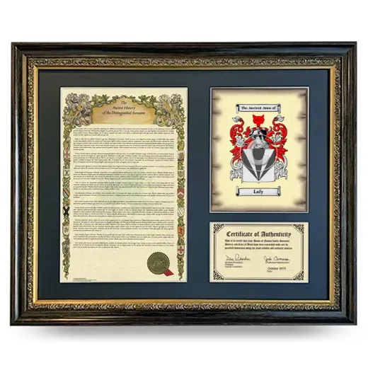 Lafy Framed Surname History and Coat of Arms- Heirloom