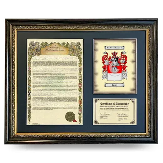 Lape Framed Surname History and Coat of Arms- Heirloom