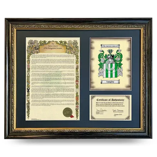 Lungley Framed Surname History and Coat of Arms- Heirloom
