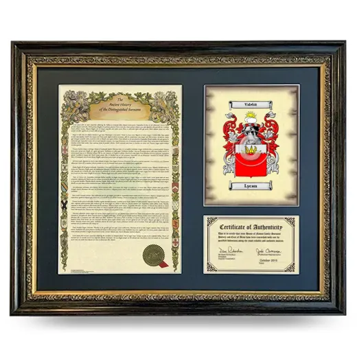Lycan Framed Surname History and Coat of Arms- Heirloom