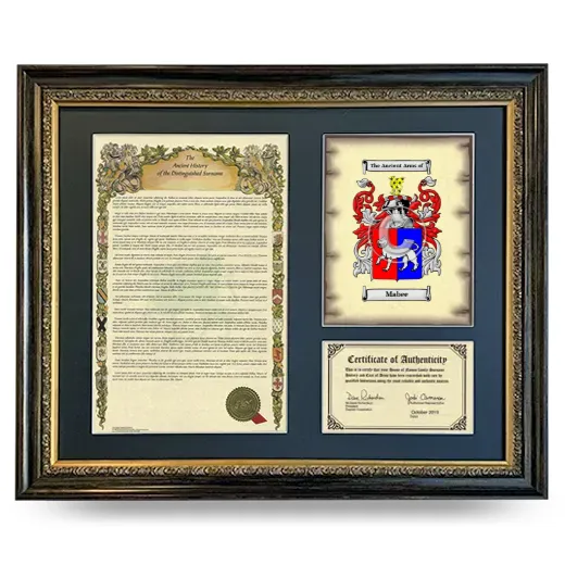 Mabee Framed Surname History and Coat of Arms- Heirloom