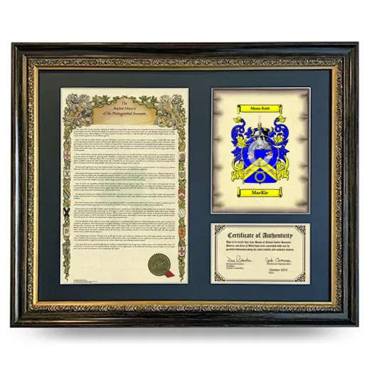 MacKie Framed Surname History and Coat of Arms- Heirloom