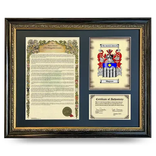Magnus Framed Surname History and Coat of Arms- Heirloom