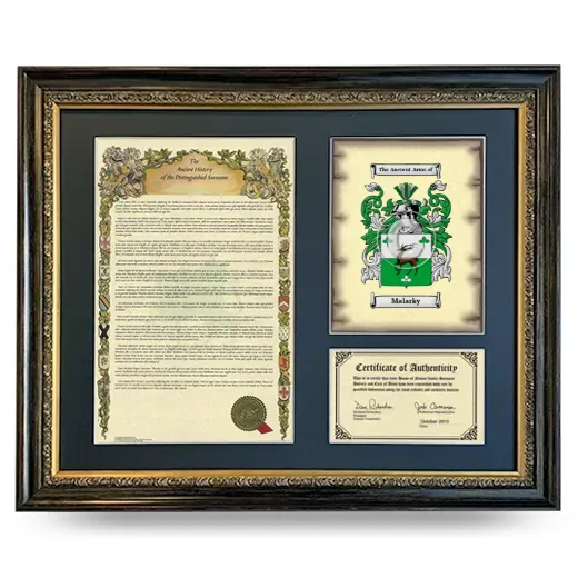 Malarky Framed Surname History and Coat of Arms- Heirloom