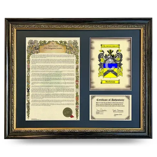 Matheson Framed Surname History and Coat of Arms- Heirloom