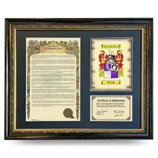 McCook Framed Surname History and Coat of Arms- Heirloom
