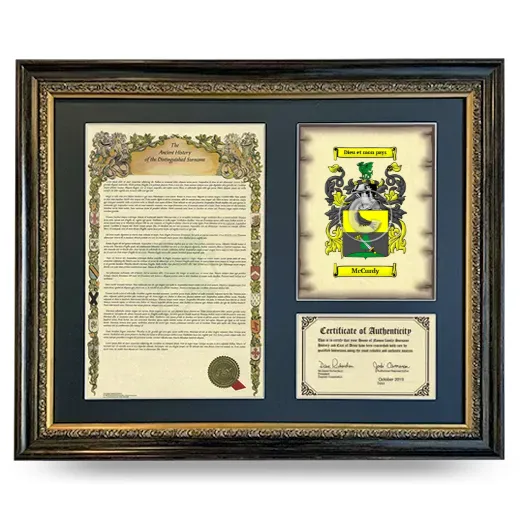 McCurdy Framed Surname History and Coat of Arms- Heirloom