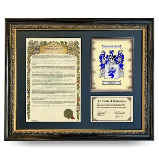 McGrory Framed Surname History and Coat of Arms- Heirloom