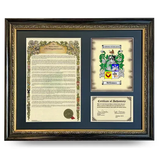 McKennan Framed Surname History and Coat of Arms- Heirloom