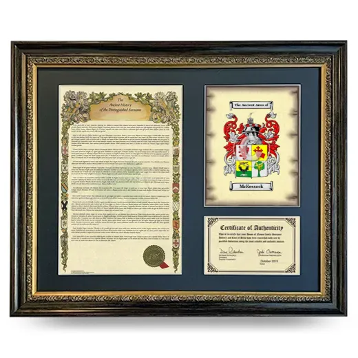 McKessock Framed Surname History and Coat of Arms- Heirloom