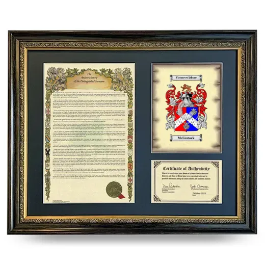 McLintock Framed Surname History and Coat of Arms- Heirloom