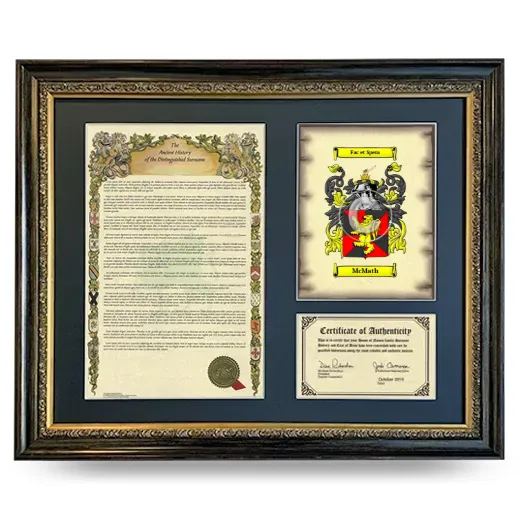 McMath Framed Surname History and Coat of Arms- Heirloom