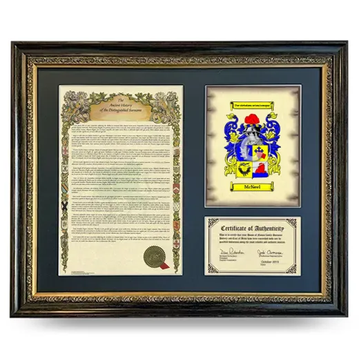 McNeel Framed Surname History and Coat of Arms- Heirloom