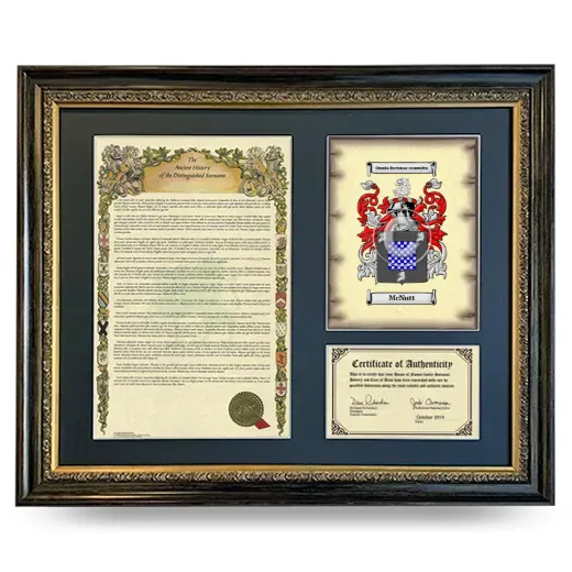McNutt Framed Surname History and Coat of Arms- Heirloom