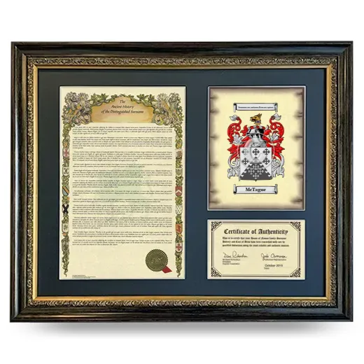 McTague Framed Surname History and Coat of Arms- Heirloom