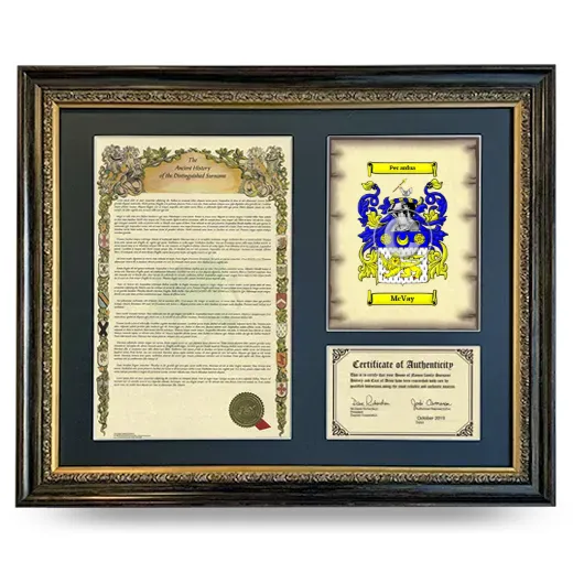 McVay Framed Surname History and Coat of Arms- Heirloom