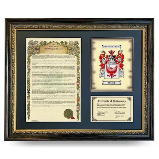 Mensah Framed Surname History and Coat of Arms- Heirloom