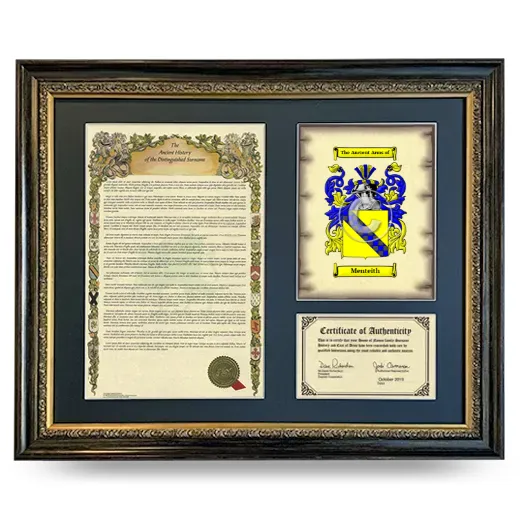 Menteith Framed Surname History and Coat of Arms- Heirloom